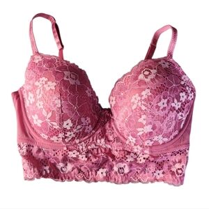 Adore Me Floral Lace Pink Longline Demi Bra